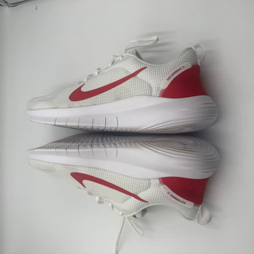 Nike Flex Experience 12 Men's Running Shoes White Red Size 12 Wide DV0744-102